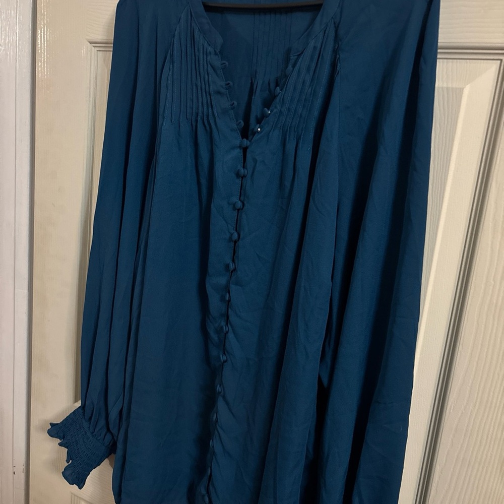 Torrid Teal Button-Down Blouse
